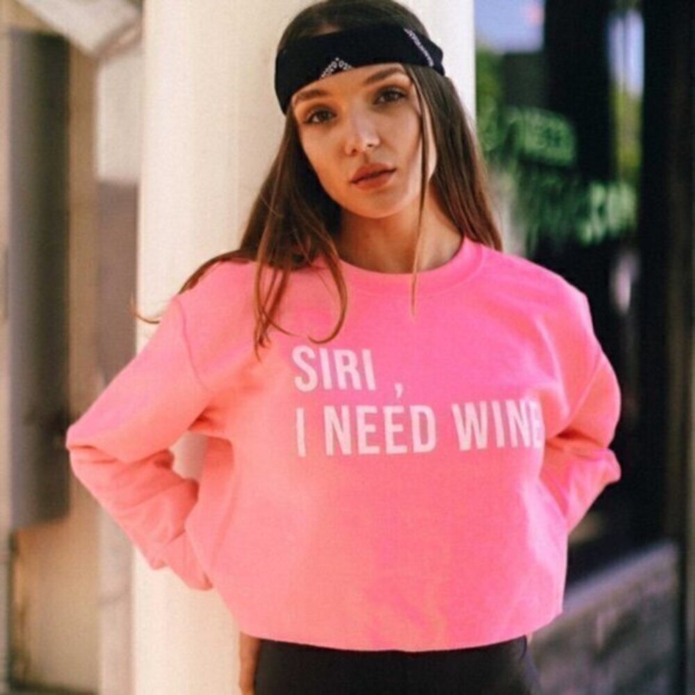 Siri, I need Wine Crop Pullover Hot Pink - Small
